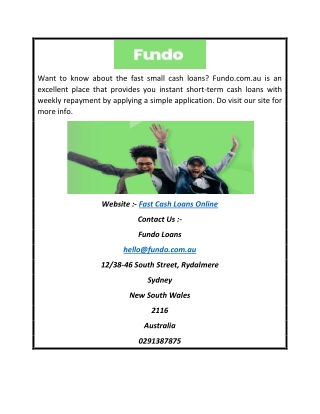 Fast Cash Loans Online | Fundo.com.au