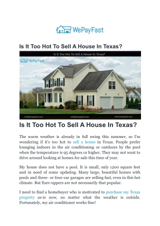 Is It Too Hot To Sell A House In Texas?