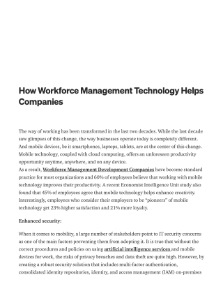 How Workforce Management Technology Helps Companies