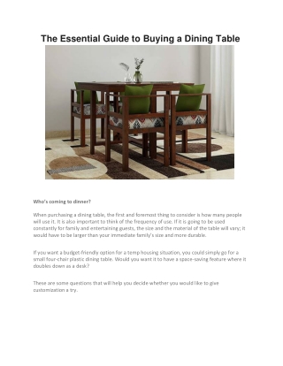 The Essential Guide to Buying a Dining Table