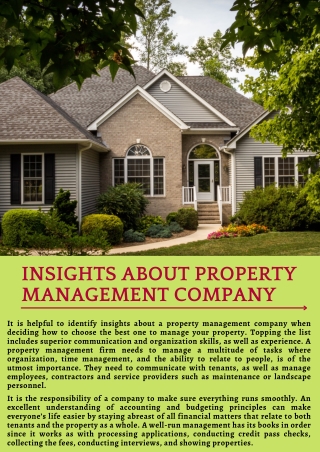 Insights About Property Management Company