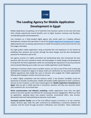 Mobile Application Development in Egypt