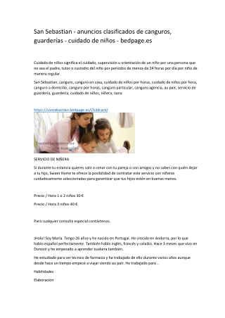 San Sebastian - anuncios clasificados de canguros, guarderías - cuidado de niños - bedpage.es-converted