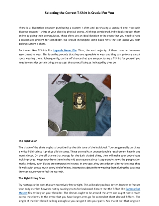 Selecting the Correct T-Shirt Is Crucial For You