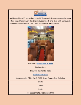 Bus for Hire in Delhi | Busways.in