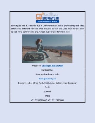 Coach for Hire in Delhi | Busways.in