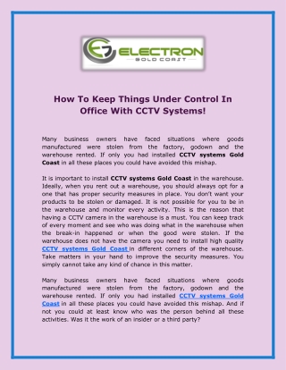 How To Keep Things Under Control In Office With CCTV Systems
