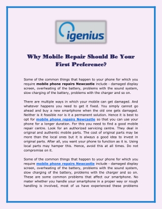 Why Mobile Repair Should Be Your First Preference