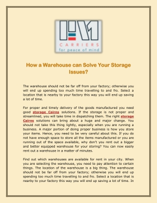 How a Warehouse can Solve Your Storage Issues