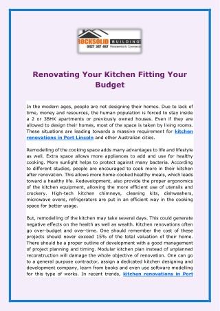 Renovating Your Kitchen Fitting Your Budget