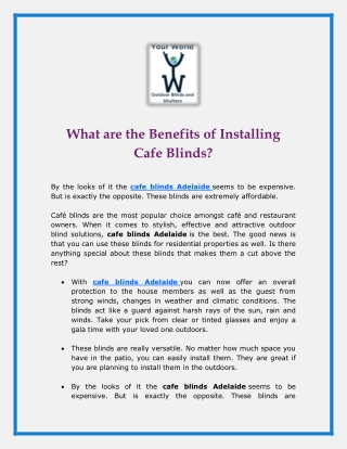 What Are The Benefits Of Installing Cafe Blinds