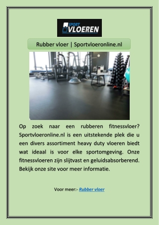 Rubber vloer | Sportvloeronline.nl