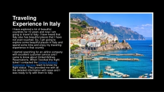 Traveling Experience In Italy
