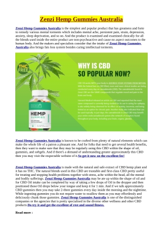 Zenzi Hemp Gummies Australia