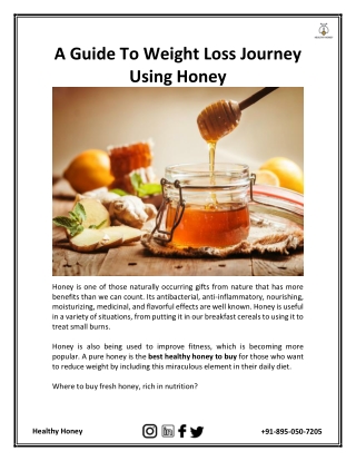 A Guide To Weight Loss Journey Using Honey