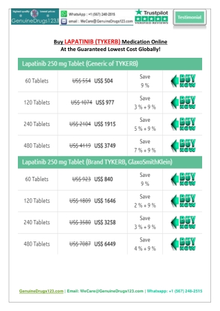 Buy Lapatinib Tykerb 250 Mg Tablet Online