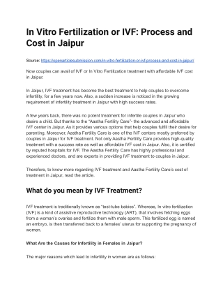 In Vitro Fertilization or IVF_ Process and Cost in Jaipur
