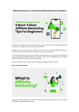 Affiliate Marketing Success 9 Must-Follow Affiliate Marketing Tips For Beginners