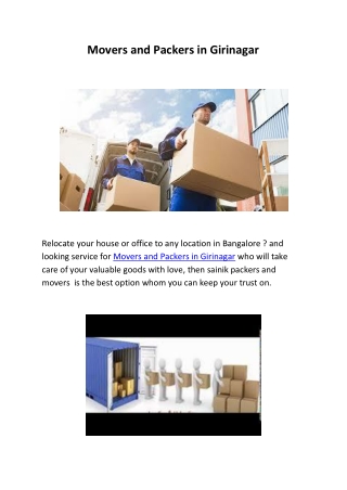 Movers and Packers in Girinagar