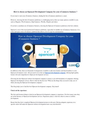 How to choose an Opencart Development Company for your eCommerce business PDF