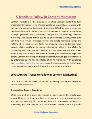 5 Trends to Follow in Content Marketing