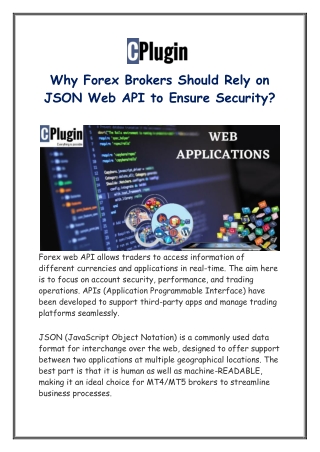Why Forex Brokers Should Rely on JSON Web API to Ensure Security?