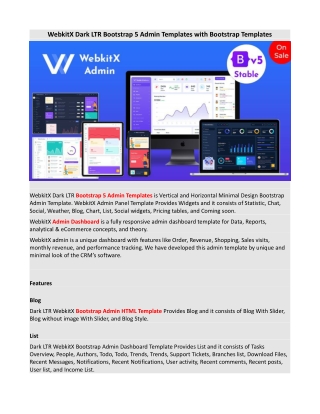 WebkitX Dark LTR Bootstrap 5 Admin Templates with Bootstrap Templates
