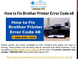 Call 1-888-840-1555 - How to Fix Brother Printer Error Code 48