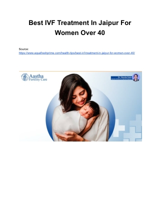 Best IVF Treatment In Jaipur For Women Over 40