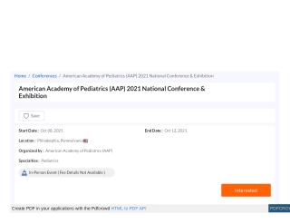 AAP American Academy of Pediatrics National Conference &amp; Exhibition 2021