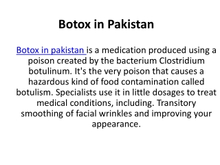 Botox in Pakistan