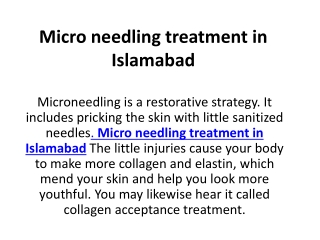 Micro needling treatment in Islamabad