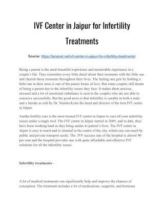 IVF Center in Jaipur for Infertility Treatments