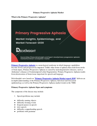 Primary Progressive Aphasia (PPA) Market
