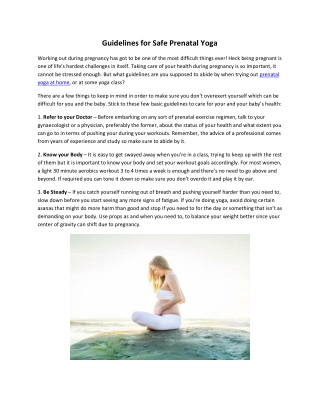 Guidelines for Safe Prenatal Yoga