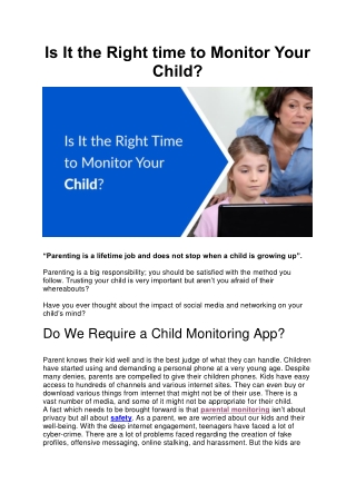 Is It the Right time to Monitor Your Child PDF