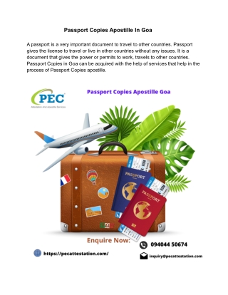 Passport Copies Apostille In Goa