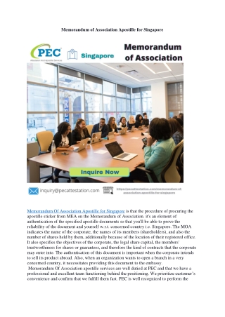 Memorandum of Association Apostille for Singapore