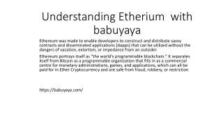 Understanding Etherium  with babuyaya