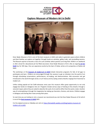 Explore Museum of Modern Art in Delhi