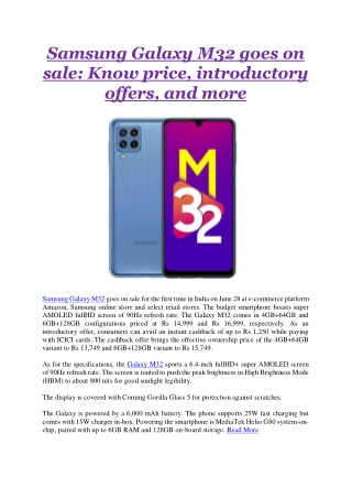 Samsung Galaxy M32 goes on sale Know price, introductory offers, and more