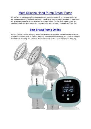 Motif Silicone Hand Pump Breast Pump