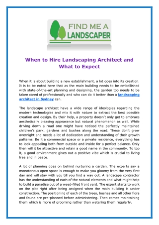 When To Hire Landscaping Architect And What To Expect