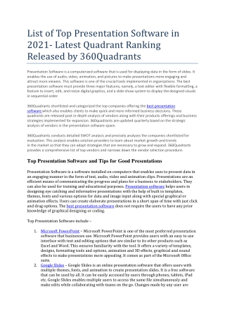 List of Top Presentation Software in 2021 Latest Quadrant Ranking