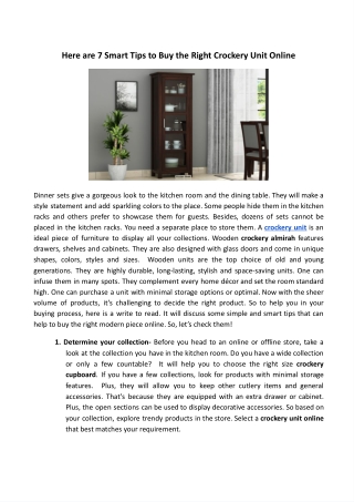 Here are 7 Smart Tips to Buy the Right Crockery Unit Online
