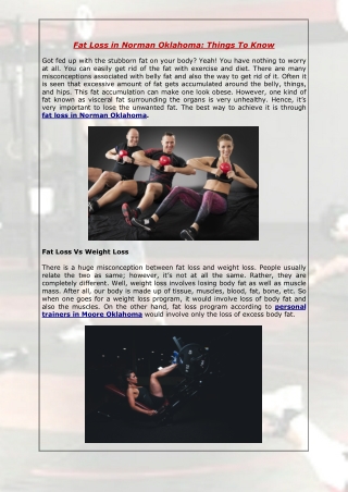 Fat Loss in Norman Oklahoma Things To Know