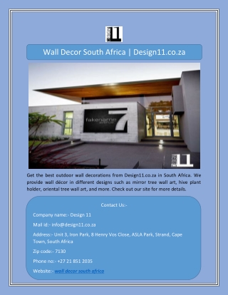 Wall Decor South Africa | Design11.co.za