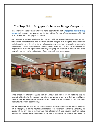 Singapore’s Interior Design Company