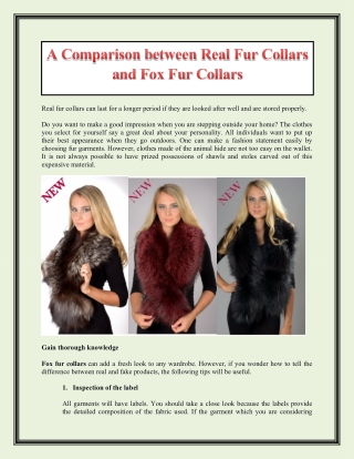 A Comparison between Real Fur Collars and Fox Fur Collars