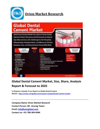 Global Dental Cement Market Trends, Size, Competitive Analysis and Forecast 2019